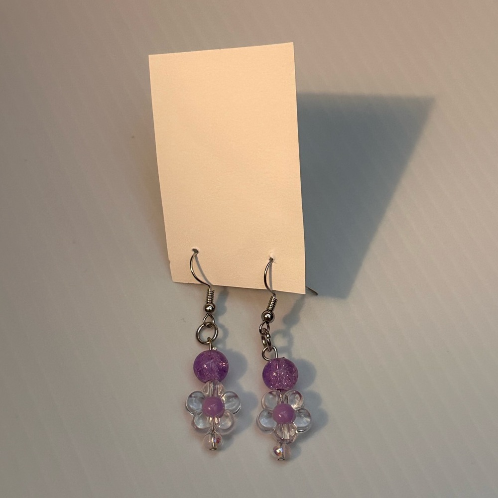 Cute Lavender Purple Flower Drop Earrings